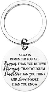 Inspirational Gifts Keychain for Women Men Always Remember You Are Braver than You Believe Keyrings for Son Daughter Christmas Birthday Gifts for Niece BFF Motivational Gift