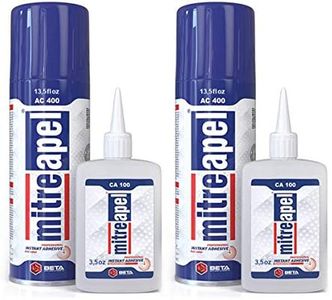 MITREAPEL Ca Glue with Activator (2 x 3.5 oz - 2 x 13.5 fl oz), Ca Glue for Woodworking, Cyanoacrylate Glue and Activator for Wood, Plastic, Metal, Leather, Ceramic and Craft - Instant Bond - 2 Pack