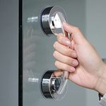 Glass Door and Window Handle, Suction Cup Bathroom Sliding Doors Handles, Non-Porous Handles Shower Grab Bars, Cabinets and Wardrobes Non-Marking Handle (Silver)