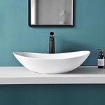 Davivy 24'' X 13.8'' Oval Vessel Sink with Pop Up Drain,Bathroom Vessel Sinks,Bathroom Sinks Above Counter,White Vessel Sink,Counter top Sink,Ceramic Vessel Sink,Oval Sink Bowls for Bathroom