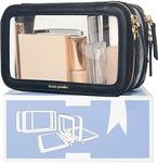 BEAUTYGOODIES TSA Approved Cute Clear Makeup Bag Double Sided Cosmetic Car Toiletry Travel Essentials Train Case Pouch for Women, Clear Makeup Bags with Zipper, Small Makeup Bag Clear Travel Make Up