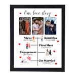 THE GIFTICIAN Customized Our Love Story Rectangular Wooden Collage Frame|Personalized Wall Mount Black Photo Frame With Photo Upload|Personalized Gift For Loved One Birthday Couple|(8x10 Inch)