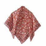 Ravaiyaa - Attitude is everything Women's Sanganer Hand Block Printed Scarves Pure Cotton Scarf Decorative Pom Pom Square Hijab Dupatta 40" X 40" Inch (Red White Floral)