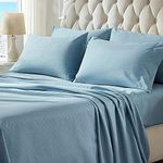 SLEEP ZONE Luxury Embossed Twin Sheets Set, Four-Leaf Clover Pattern Sheet & Pillowcase Sets 3 Piece - Super Soft, Wrinkle Free, Fade Resistant, Deep Pocket 16" (Flint Blue, Twin)