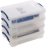 4 x Really Useful 4 Litre Storage Boxes Clear Plastic With Lid Box Heavy Duty