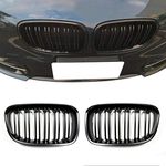 Beside_Auto JK140 F20 F21 1 Series 2011-2014 Glossy Black Sport Kidney Double Line Front Grille Grills - Pair