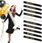 10 Pcs Black Birthday Sashes for Women Queen Sash Happy Birthday Sash Satin Sash Party Favour Birthday Gift Birthday Accessories for Women Girls