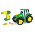 John Deere Build A Johnny Tractor, 16 Piece Building Farm Toy Car, Tractor Toy With Motorised Drill For 18 Months, 2, 3 and 4 Years Old Boys and Girls