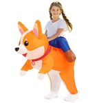 Inflatable Costumes Kids Dog Costume Halloween Blow Up Ride on Corgi Costume Animal Suit for Girls Boys Cosplay Party