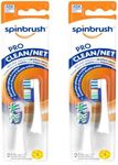 Spinbrush Pro Clean Replacement Toothbrush Heads, Soft Bristles, Dentist Recommended, (2 Pack with 4 Toothbrush Heads)