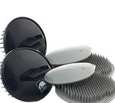 GBS Head Shampoo Brush Hair Growth Massager Anti Dandruff Brush Hair Scalp Massager Scalp care Brush Soft Palm Scrubber Comb Pocket Shower for Curly and Dry Hairs Travel (2 Black, 4 Grey)