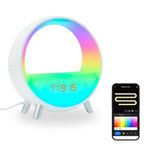 ValueLights RGBIC Smart Sunrise Alarm Clock Wake Up Light with Bluetooth Speaker, Wireless Charger, Weather Display, Dual Alarms, Sounds, Works with Alexa and Google, Bedside Night Light