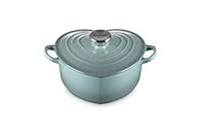 Le Creuset Signature Enameled Cast Iron Figural Heart Cocotte, 2 Quart, Sea Salt with Stainless Steel Knob