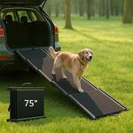 unipaws 75" Extra Long Dog Car Ramp, Telescoping SUV Truck Ramp for Large Dogs, Portable Sandpaper Dog Stairs for High Beds and Outdoor Travel