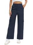 TOPLOT Cotton Multi-Pocket Cargo Pant for Women (Straight-Cargo-5191-Navy-32)