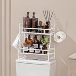 Marmolux Double Over Toilet Storage Shelf - Screwless Assembly Back Of Toilet Organizer - Over Toilet Shelving - Toilet Shelf Space-Saving Design - White Marble Finish - Over Toilet Bathroom Organizer