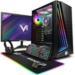 Vibox I-8 Gaming PC - 21.5" Monitor Bundle - Quad Core AMD Ryzen 3200G Processor - Radeon Vega 8 Graphics - 16GB RAM - 1TB SSD - Windows 11 - WiFi