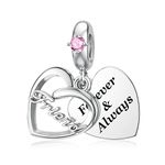 JIAYIQI Sister Mother Daughter Wife Charms Fit Pandora Charms Bracelet 925 Sterling Silver Forever Always Love Dangle Charms for Women Birthday Mother's Day Christmas Gifts, crystal, Cubic Zirconia