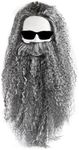 MCJC Realistic brown Wizard Beard and Wig - Halloween Funny Adult Wizard Beard and Wig Costume Accessories(Gray)