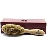 Kent LHS5 Satinwood Wire-Laid Pure White Boar Bristle Oval Hair Brush in a Silk Lined Presentation Case for Daily Grooming Medium To Long Thick Hair and Promotes Natural Shine. Handmade in England