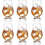 Jucoan 6 Pack Whiskey Glasses, Vintage Short Stem Snifter Tasting Glass Barware for Bourbon, Scotch, Tequila, Armagnac, Rum, Liquor