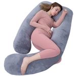 60in Pregnancy Pillow, U Shaped Full Body Maternity Pillow, Extra Large Sleeping Support Pillow with Removable Cover for Pregnant Women (Dark Grey)