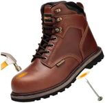 TOSAFZXY Work Safety Boots for Men Durable Crazy-Horse Leather Indestructible Steel Toe Waterproof and Non-Slip Better Warmth Men Work Shoes, Dark Brown, 9.5