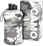 THE GYM KEG Sports Water Bottle Insulated | Half Gallon | Carry Handle | Big Water Jug For Sport | Large Reusable Water Bottles | Ecofriendly, Tritan BPA Free Plastic, Leakproof (Urban Camo,2.2L)