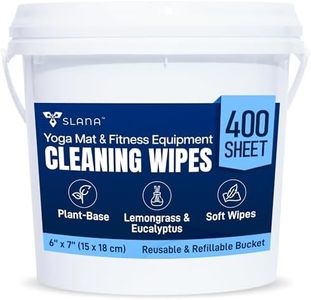 Slana Plant-Based Gym Wipes (400 Count) – Large 6”×7” Fitness Equipment Cleaning Yoga Mat Cleaner Wipes, Lemongrass, Residue-Free, Non-Toxic, Safe for Bikes, Treadmills & Home Gyms