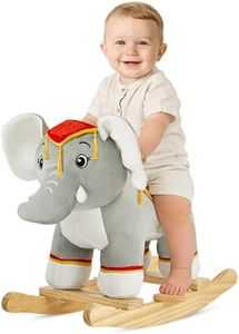 FUNLIO Thai Elephant Baby Rocking Horse for Toddlers 1-3 Years, Cute & Graceful Gray Elephant Rocker for Baby, Stuffed Plush Ride-on Rocking Animal, Easy to Assemble, CPC & CE Certified