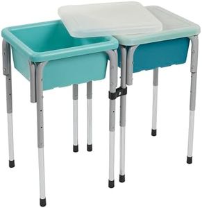 ECR4Kids 2-Station Sand and Water Adjustable Play Table, Sensory Bins, Seafoam/Turquoise