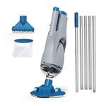KOKIDO Cordless Handheld Pool Vacuum for Above Ground Pool, with 6ft Pole and 2 Vac Brush Heads, Ideal for Spot Cleaning Small Inground Pool Spa up to 20ft, Rechargeable, 60min, Sand and Light Debris