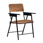 Spacecrafts Mild Steel Tubular Folding Study Chair | Space Saving | Powder Coated With Cushion | Brown