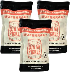 Olive My Pickle Fermented Sauerkraut Organic - 48 oz | 3-Pack Bundle of Probiotic Classic Caraway Organic Sauerkraut with Natural Probiotics for Gut Health - Great for Sandwiches, Salads, Meat