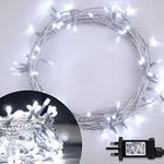 ANSIO® Christmas Lights 100 LED 10m/32ft Christmas Tree Lights for Indoor & Outdoor Cool White Decorations Fairy String Lights for Xmas Garden Bedroom & Party | Mains Powered Clear Cable