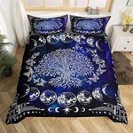 Erosebridal Tree of Life Bedding Set Queen for Boys Girls Boho Exotic Butterfly Print Duvet Cover Sun and Moon Comforter Cover Teens Kids Bedroom Decor Bohemian Gothic Hippie Bedding Black and White