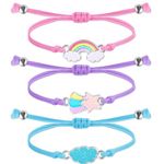 Grevosea 3 Pcs Colorful Friendship Bracelets Adjustable Braided Bracelet Rainbow Bracelet Friendship Bracelet Jewelry Lovely Best Friend Bracelet for Girls Women School Gifts Party Favors