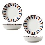 Krivety Japanese Style Ceramic Dipping Bowls,Appetizer Dessert,Cooking Prep,Multicolor Decorative Serving Dishes, Porcelain Side Dishes Plates Ketchup Condiments (Brown & White, 2 Pcs)