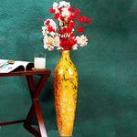 Micasa Unbreakable Flower Vase Metallic for Home and Décor Handmade Flower vase Décor Color Yellow - Print Silver Foil