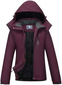 CAMEL CROWN Women's Mountain Waterproof Ski Jackets Warm Winter Snow Coat with Detachable Hood Windproof Rain Jacket Purple XL