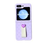 GO-VOLMON Cute Case for Galaxy Z Flip 6 Small Love Heart Print, Trendy Lovely Girls Protective Case for Samsung Galaxy Z Flip 6 Kawaii PU Holder, Woman Hard PC Case for Z Flip 6 -Purple