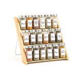 Orii 18 Jar Bamboo Compact Spice Organizer for Countertop and Kitchen Drawer, Filled with Spices, 5 Year Spice Refill Program