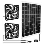 15W Solar Powered Fan for Chicken Coop Dog House Outside Shed Greenhouse, Solar Fan with Two IPX7 Waterproof Fans 6.5Ft Cable Installation Kits