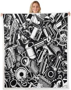 Feelyou Mechanical Fleece Throw Blanket Industrial Style Sherpa Blanket for Kids Boys Teens Cyberpunk Metal Components for Sofa Bed Couch Queen 90x90 Inch