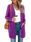 SUEANI Women's Open Front Cardigan Sweaters Pockets Long Sleeve Shrugs(Small, Purple)