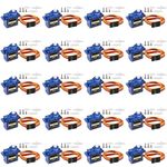 Ulsam 20pcs SG90 Micro Servo, Premium Quality Durable 9G Servo Motor with Cable, Mini Micro Motor Servos Model Making, Helicopter Airplane Boat Car Remote Control Accessories (Blue)