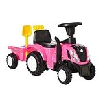 HOMCOM Ride On Tractor Toddler Walker Foot To Floor Slider w/Horn Storage Steering Wheel for 1-3 Years Old Pink