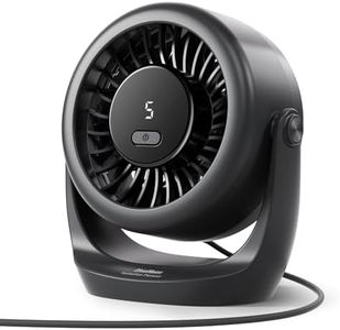 Diveblues Ventilateur USB de Table, Puissant Jusqu'à 6 m/s, Affichage LED, 5 Vitesses, Rotation 360°, Mini Ventilateur Silencieux, Portable pour Maison, Bureau, Extérieur, Cuisine, Camping