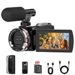 4K Camcorder Video Camera, 64MP Vlogging Camera for YouTube with External Mic, 21X Zoom & 3.0” Flip Touchscreen, Includes 2 Batteries, 64GB Card & Remote Control