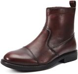 Men's Chelsea Boots, Side Zip Leather Ankle Dress Boot Stylish Fashion Casual Shoes for Men, Coffee, 13